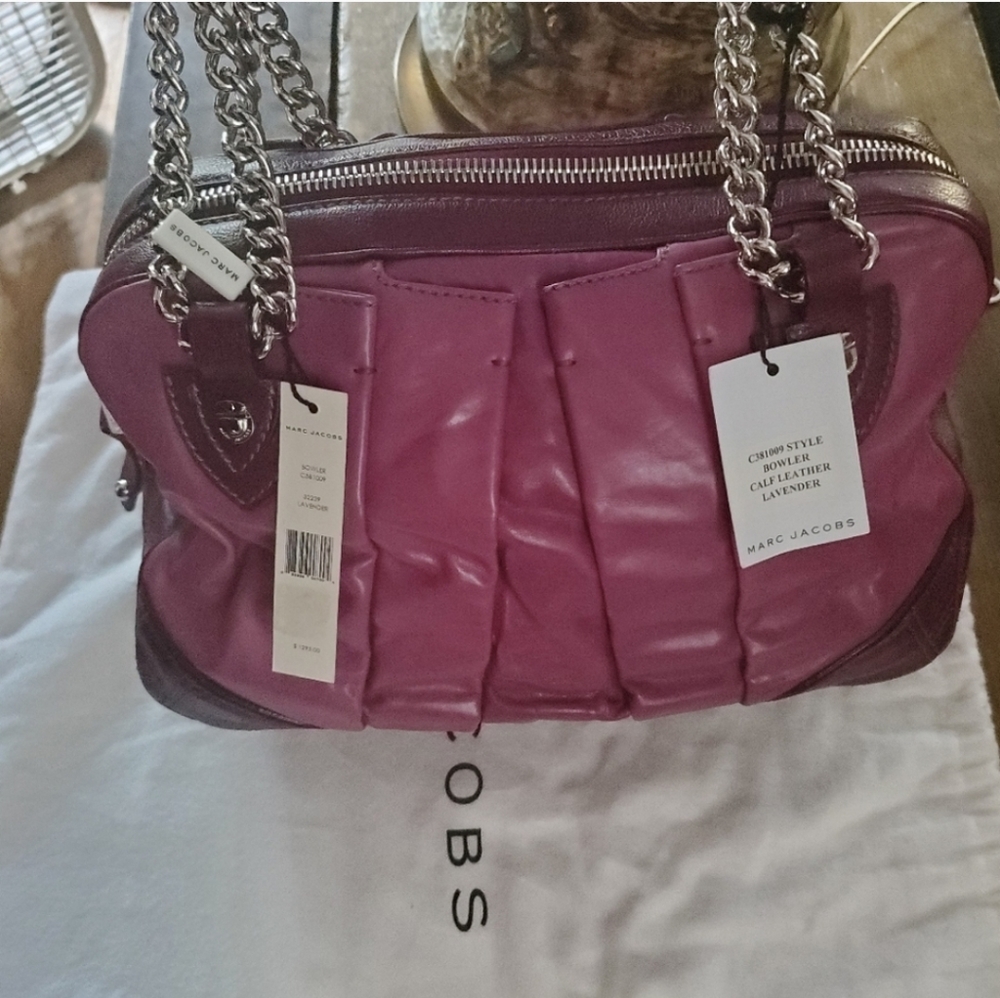 NWT MARC JACOBS $1295 soft calf leather rich mauve chain shoulder bag